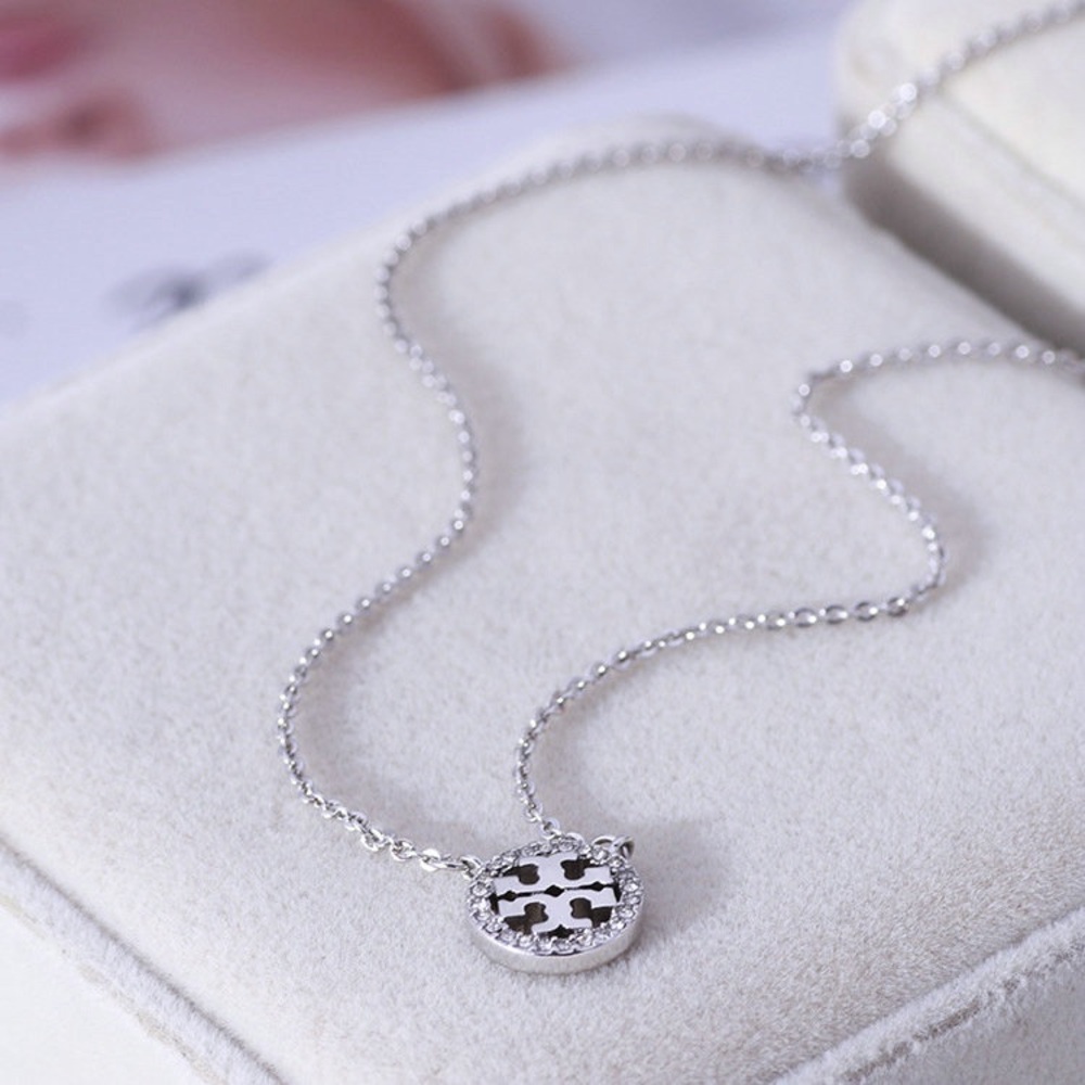 Tory Burch Silver Necklace with Black Accents